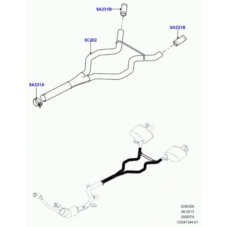 Land rover collier de serrage échappement Range Sport (LR036441)