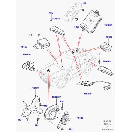 Land rover support avertisseur Discovery 3, Range Sport (LR036448)