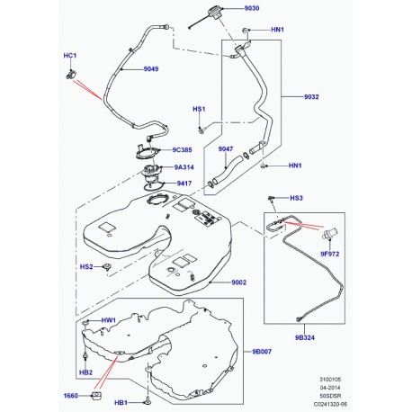 Land rover reservoir a combustible Range L405,  Sport (LR036645)