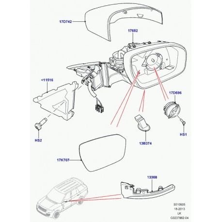 Land rover retroviseur exterieur Range L405 (LR036680)