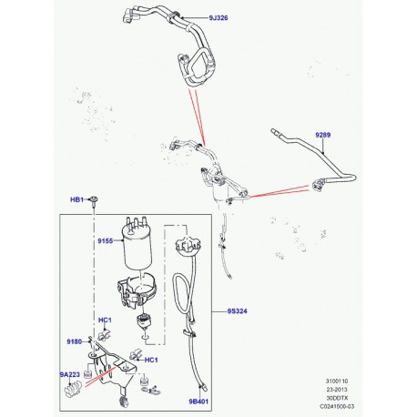 Land rover tuyau de combustible Range Sport (LR036736)