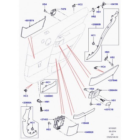 Land rover bordure finition poche de porte Range L405 (LR036872)