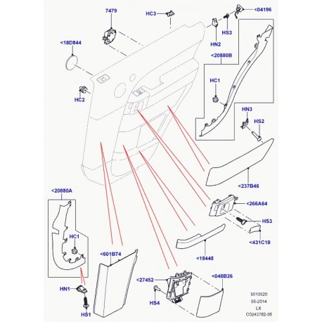 Land rover bordure finition poche de porte Range L405,  Sport (LR036873)