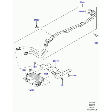 Land rover tube d'huile refroidisseur huile Range Sport (LR037217)