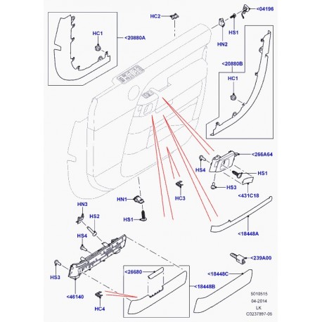 Land rover bordure finition poche de porte Range L405 (LR037350)