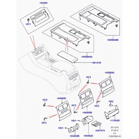 Land rover tapis espace rangement console Range L405,  Sport (LR037396)