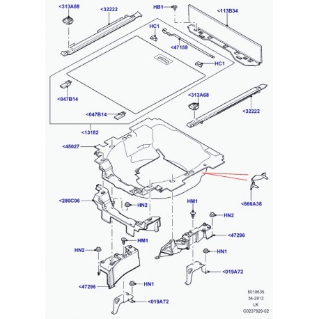 Land rover plaque inclinaison du hayon Range L405 (LR037442)