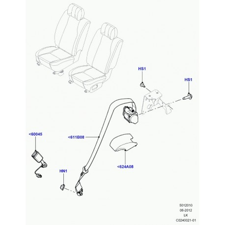 Land rover boucle fermeture ceinture securite Range L405 (LR037485)