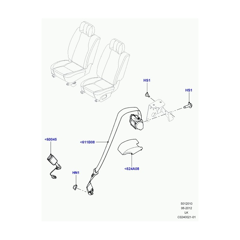 land rover boucle fermeture ceinture securite range l405