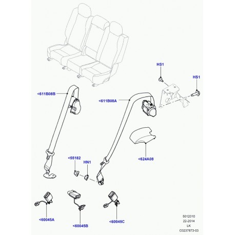 Land rover boucle fermeture ceinture securite Range L405 (LR037486)