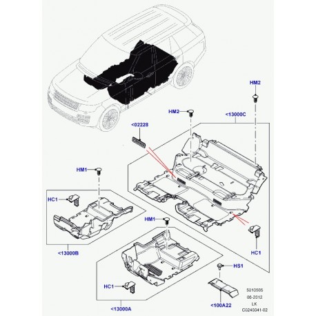 Land rover tapis plancher arriere Range L405 (LR037713)