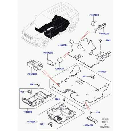 Land rover support support tapis plancher Range L405,  Sport (LR037858)