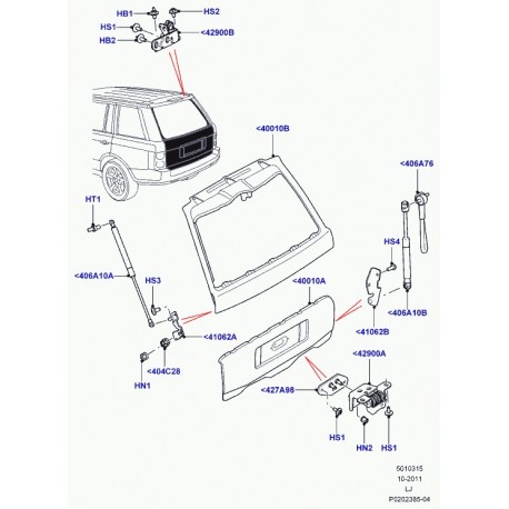 Land rover cable de retenue-hayon Range L322 (LR038048)