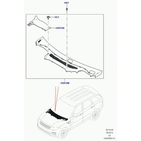 Land rover panneau superieur d'auvent Range L405,  Sport (LR038083)