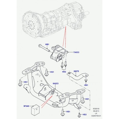 Land rover raidisseur support transmission Range L405,  Sport (LR038131)