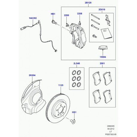 Land rover etrier frein ss plaq. porte garnit. Range Sport (LR038154)