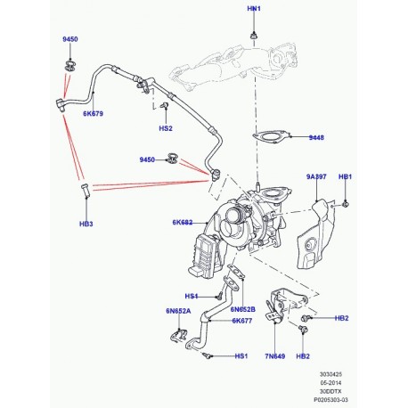 Land rover tube d'alimentationen huile Range Sport (LR038163)