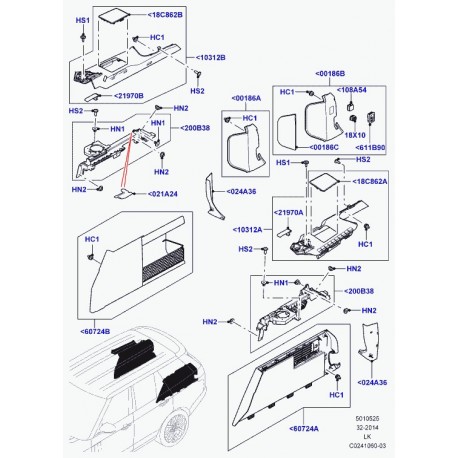 Land rover grille ht-parleur espace chargememt Range L405 (LR038238)