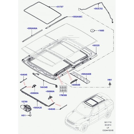 Land rover joint ouverture de toit Range L405,  Sport (LR038288)