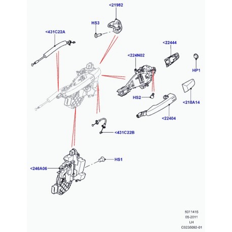 Land rover couvercle poignee Evoque et Range L405 (LR038477)