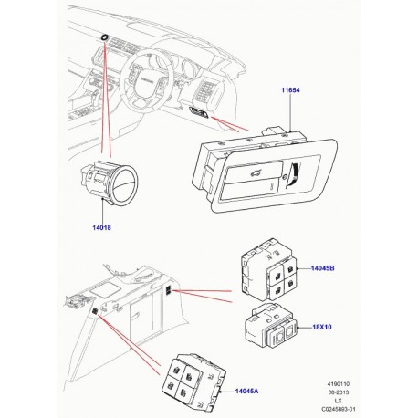 Land rover interrupteur hayon Range L405,  Sport (LR038676)