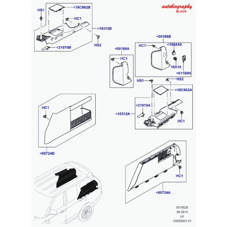 Land rover levier cache creux espace chargememt Range L405 (LR038688)