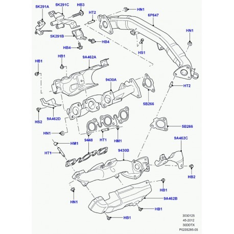 Land rover tuyau transversal échappement Range Sport (LR038751)