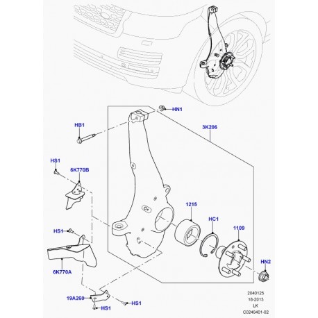 Land rover patte de support degaine d'air Range L405 (LR038780)