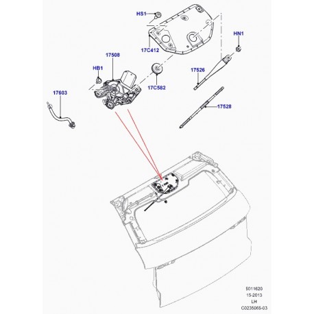 Land rover balai d'essuie glace arriere Evoque (LR038795)