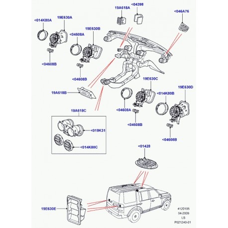 Land rover ventilation tableau de bord Discovery 3 (LR039080)