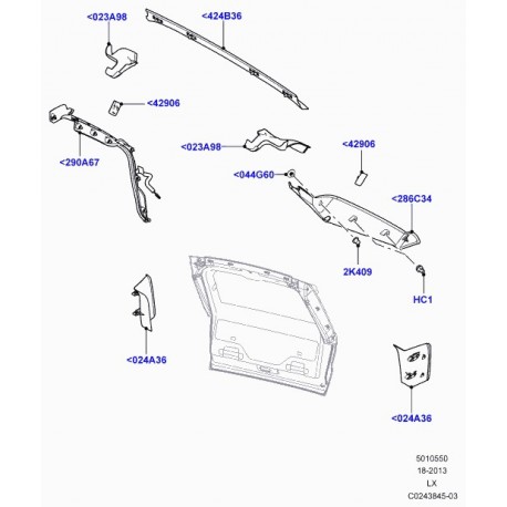 Land rover garnissage hayon Evoque et Range Sport (LR039102)