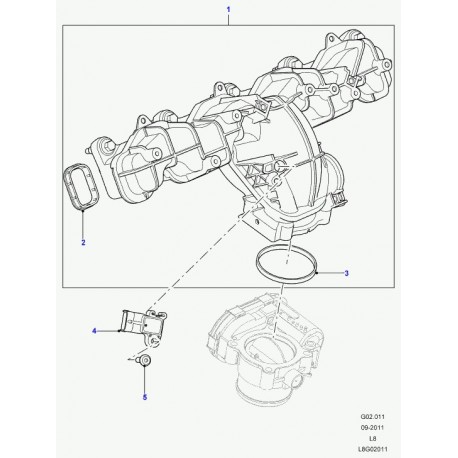 Land rover collecteur d'admission Defender 90, 110, 130 (LR039110)