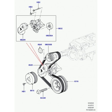 Land rover tendeur courroie de transmission Range Sport (LR039517)