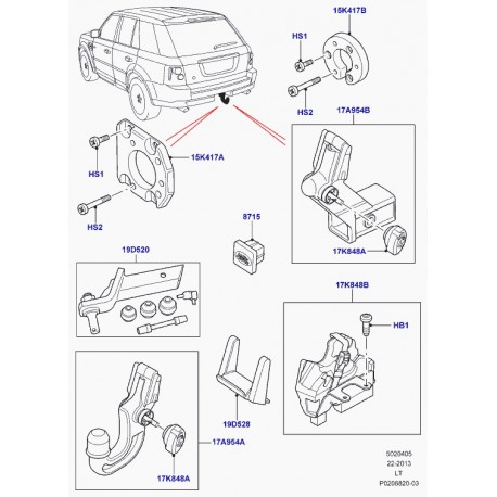 Land rover crochet de remorquage arrière Discovery 3, Range Sport (LR040248)