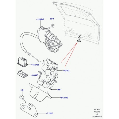 Land rover interrupteur hayon Range L405,  Sport (LR040338)