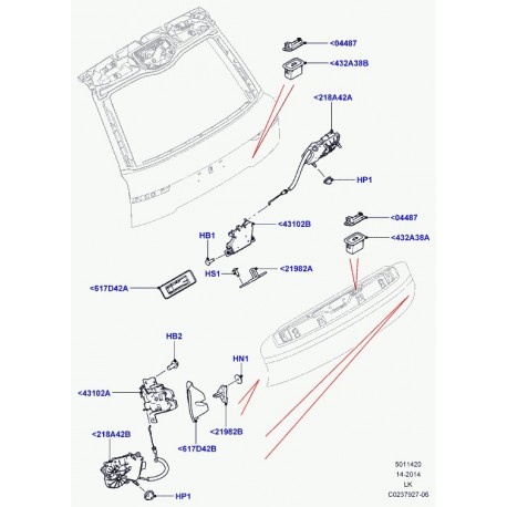 Land rover interrupteur hayon Range L405 (LR040339)