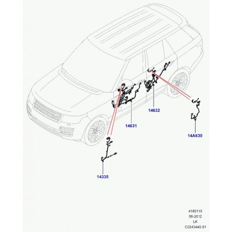 Land rover cablage porte Range L405 (LR040529)