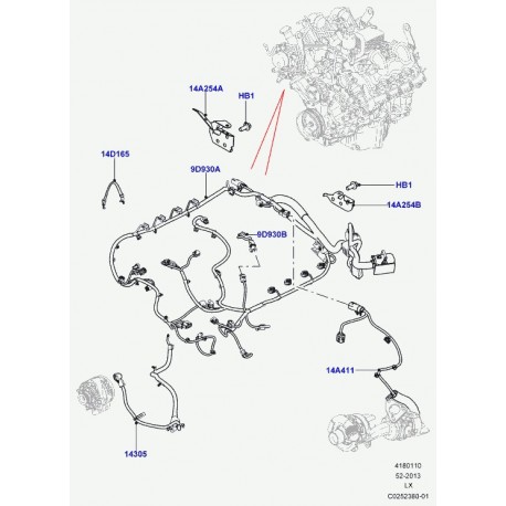 Land rover cable alternateur Range L405,  Sport (LR040553)