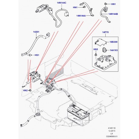 Land rover cable negatif de batterie Range L405,  Sport (LR040556)