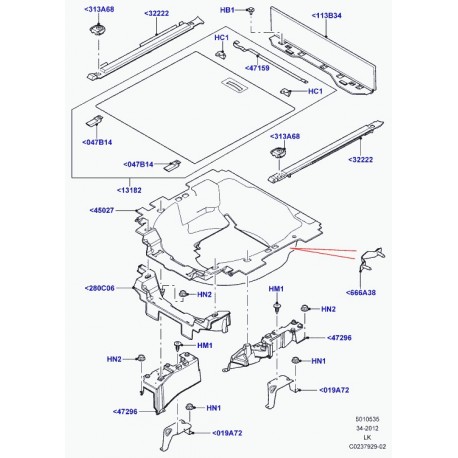 Land rover longeron coffre a bagages insert Range L405 (LR040609)