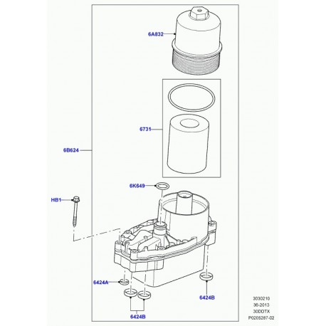Land rover filtre d'huile et refroidisseur Range Sport (LR040738)