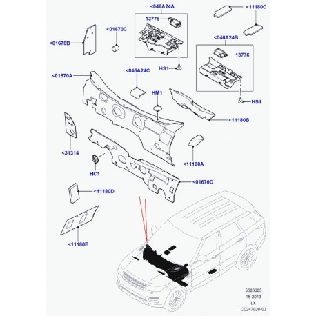 Land rover isolement planche de bord Range L405,  Sport (LR040894)