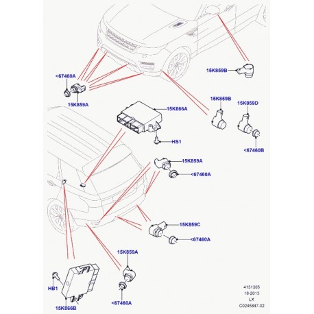 Land rover cache capteur aide stationnement Range L405,  Sport (LR041096)