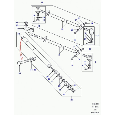 Land rover barre accouplement complete Defender 90, 110, 130 (LR041267)