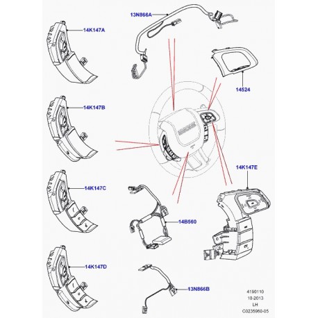 Land rover cablage volant de direction Evoque (LR041687)