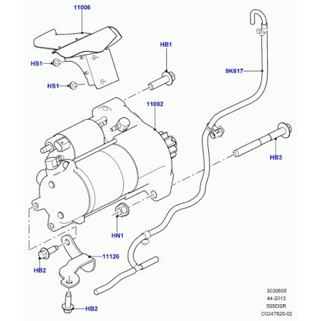 Land rover ecran thermique demarreur Range Sport (LR042272)