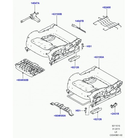 Land rover cache appui de glissiere siege avant Range Sport (LR042338)