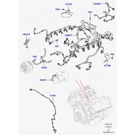 Land rover cablage demarreur Range Sport (LR043370)