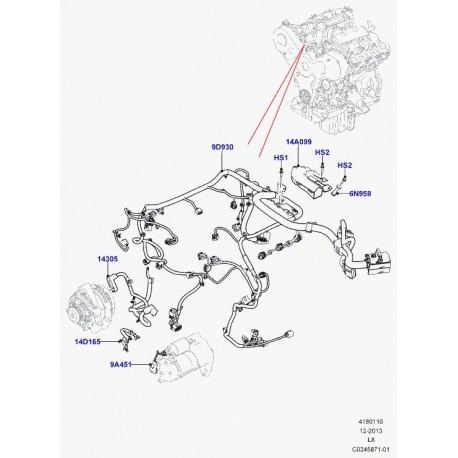 Land rover cablage demarreur Range Sport (LR043376)