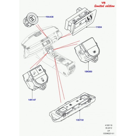 Land rover interrupteur commande solenoide Evoque (LR043433)